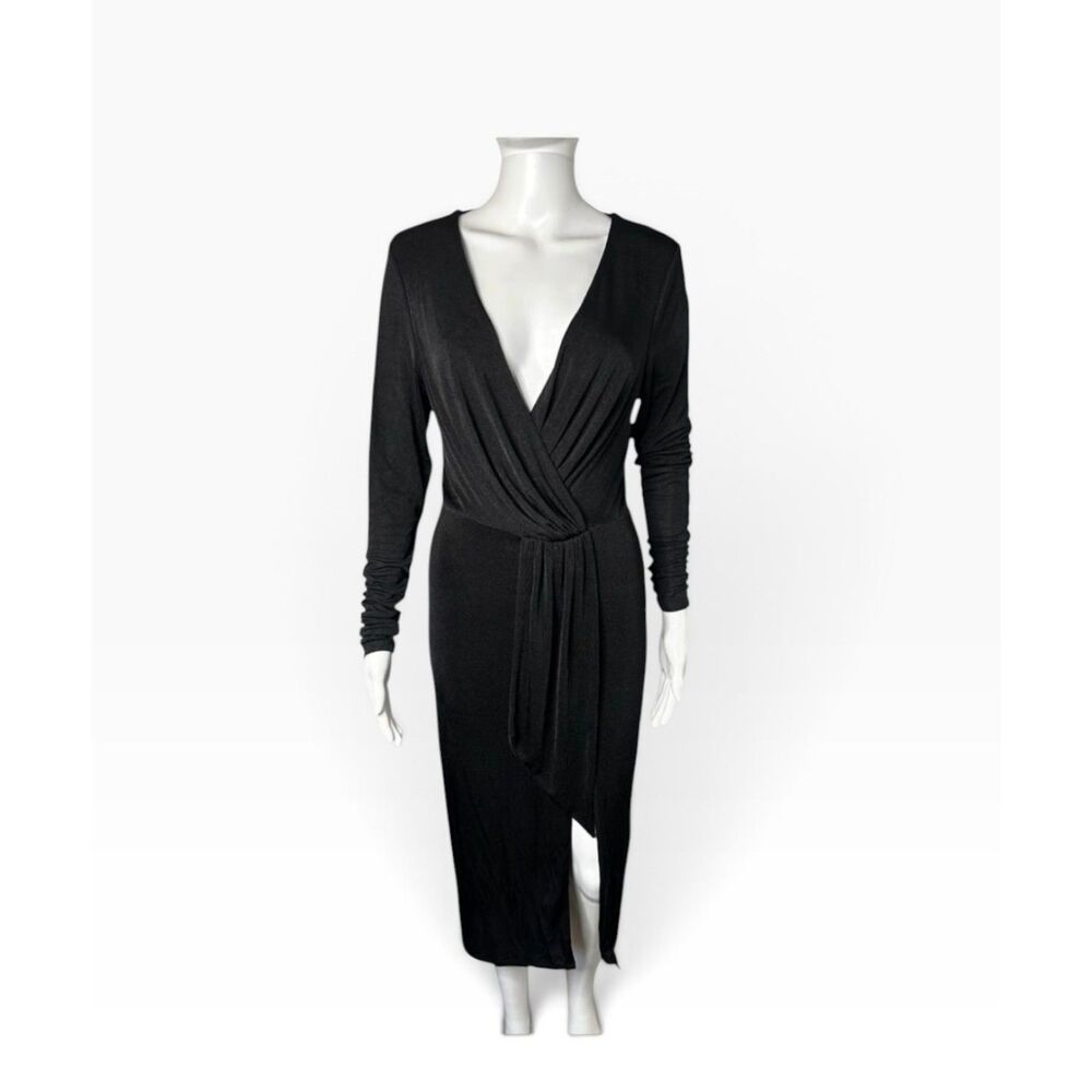 Good American Faux Wrap Dress Women XS/2 Stretchy Holiday Rehearsal Cocktail LBD